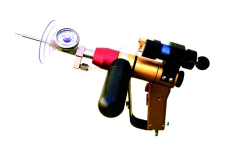 Quik-jet device uses the pneumatic power to inject powerful insecticides into trees. 