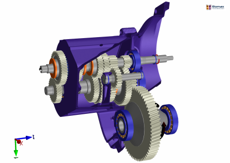 Full RomaxDESIGNER model of a 5 speed transaxle gearbox, including housing component. 