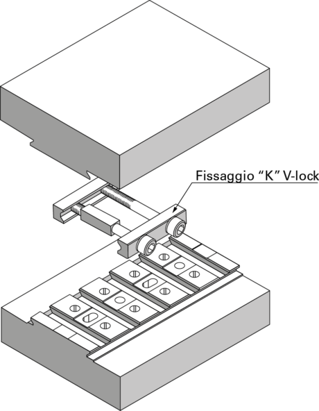 Fig. 2 –“K” fixing bracket for the V-Lock system. Very light and precise, it allows the fast fixing of each component of the system.