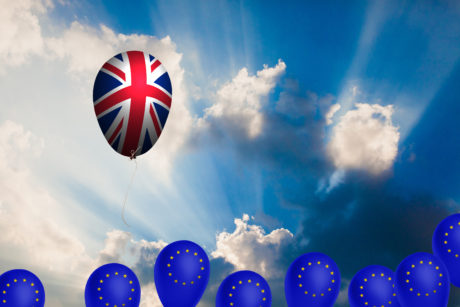 Flying balloon with the flag of the United Kingdom